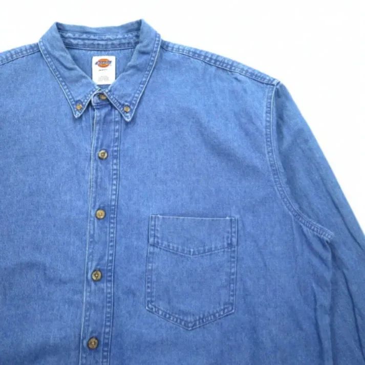 CAMISA DICKIES MANGA LARGA PARA CABALLERO AZUL INDIGO LAVADO