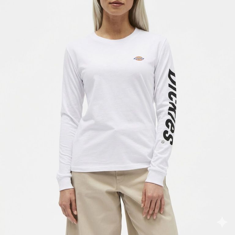 POLO MANGA LARGA LOGO DICKIES BLANCO