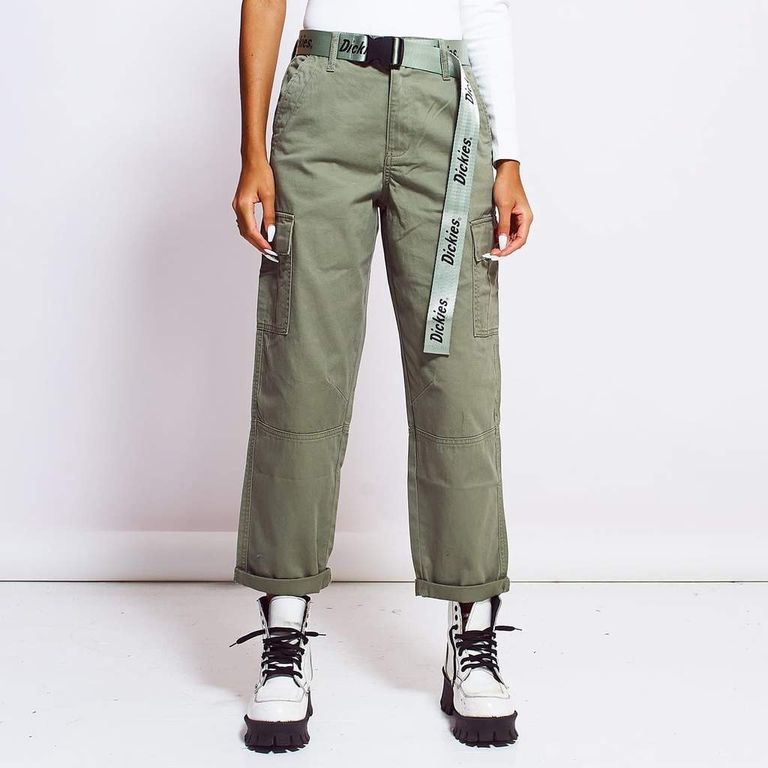PANTALÓN CARGO CROP UTILITY CINTURON DICKIES MUJER OLIVO