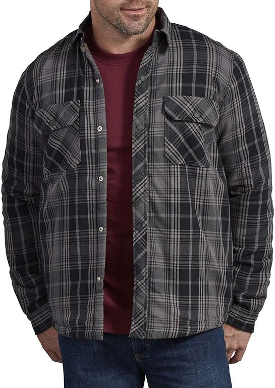 CASACA CON FORRO SHERPA DICKIES HOMBRE - NEGRO PIZARRA CUADROS
