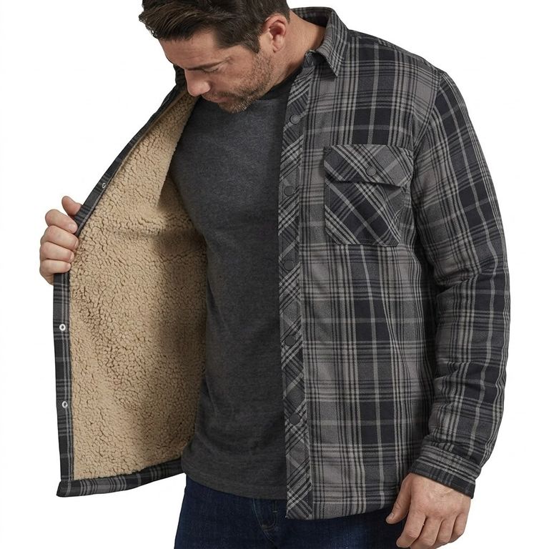 CASACA CON FORRO SHERPA DICKIES HOMBRE - NEGRO PIZARRA CUADROS