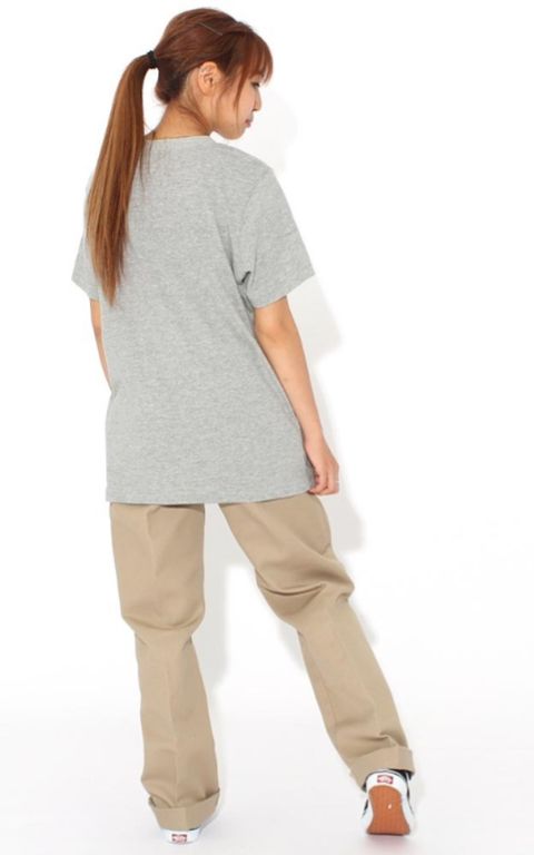 POLO  LOGO DICKIES MUJER MANGA CORTA  GRIS JASPEADO