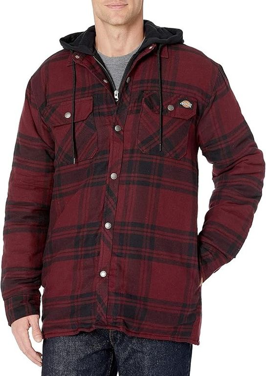 CASACA DE CAMISA CON CAPUCHA DICKIES HOMBRE NEGRO A CUADROS