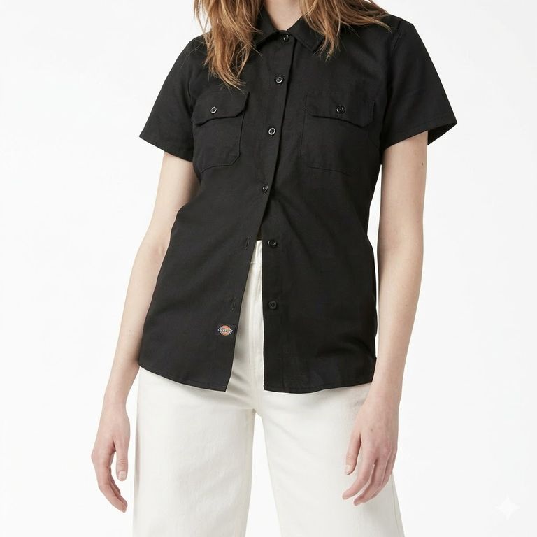 CAMISA FLEX DICKIES MUJER MANGA CORTA NEGRO
