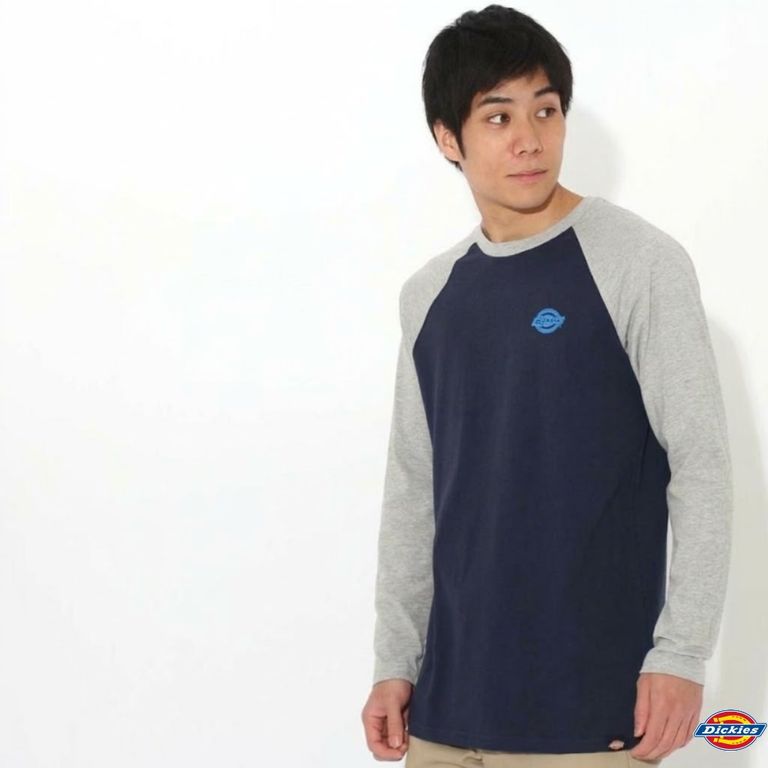 POLO DICKIES MANGA LARGA GRAPHIC BASEBALL HOMBRE - AZUL MARINOGRIS JASPEADO