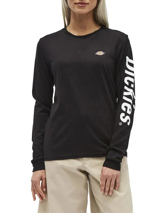 POLO PARA MUJER MANGA LARGA LOGO DICKIES NEGRO