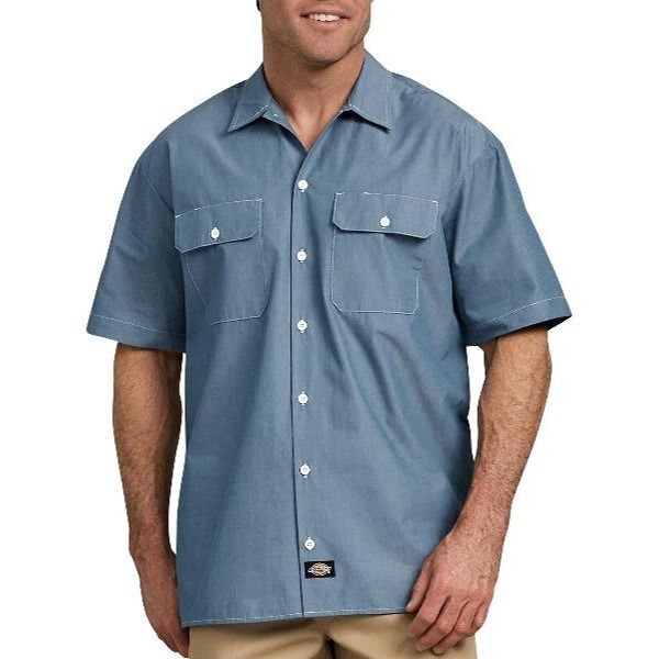 Camisa Dickies de trabajo cambray de manga corta azul