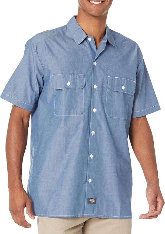 Camisa Dickies de trabajo cambray de manga corta azul