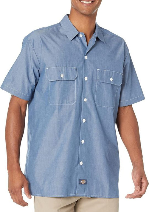 Camisa Dickies de trabajo cambray de manga corta azul