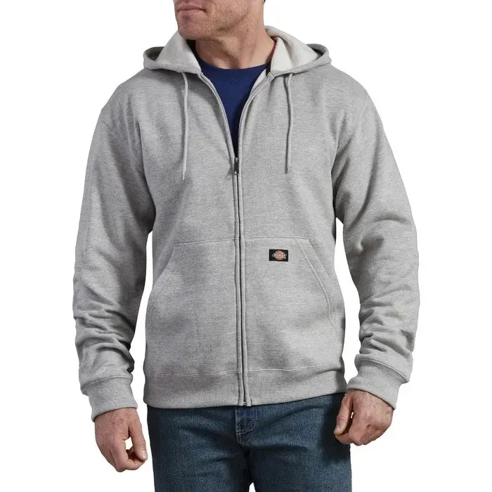 CASACA CON CAPUCHA CREMALLERA DICKIES FLEECE HOMBRE - GRIS JASPEADO