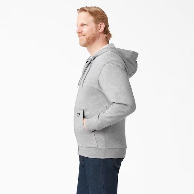 CASACA CON CAPUCHA CREMALLERA DICKIES FLEECE HOMBRE - GRIS JASPEADO