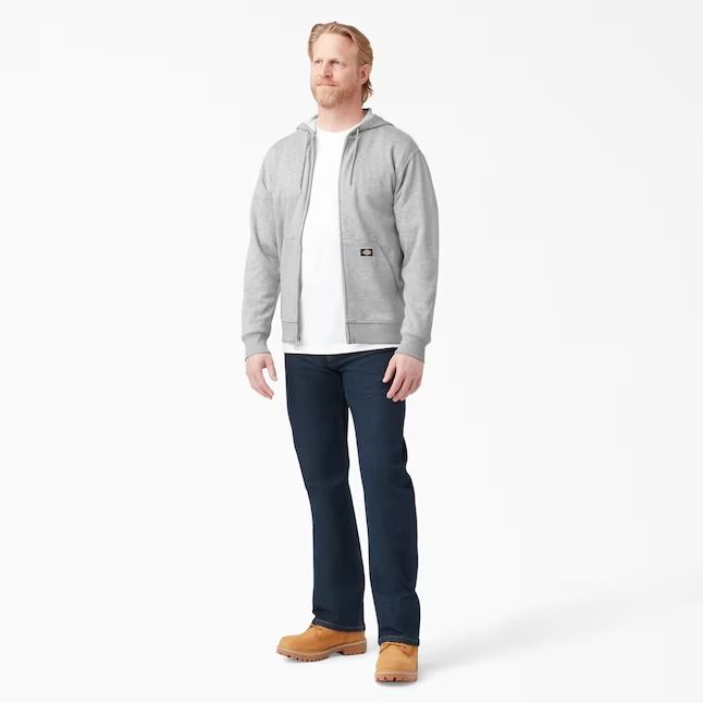 CASACA CON CAPUCHA CREMALLERA DICKIES FLEECE HOMBRE - GRIS JASPEADO