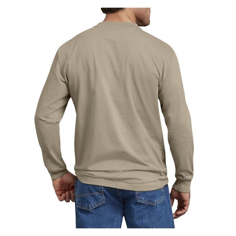 POLO DICKIES HENLEY PESADA PARA HOMBRE MANGA LARGA- DESERT CAQUI