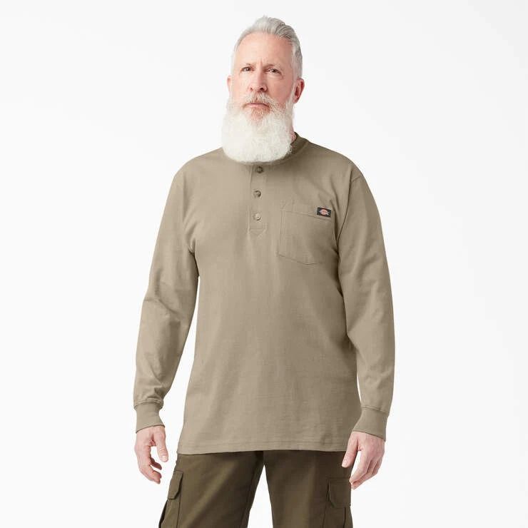 POLO DICKIES HENLEY PESADA PARA HOMBRE MANGA LARGA- DESERT CAQUI