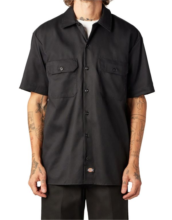 Camisa de trabajo de sarga de manga corta DICKIES negra
