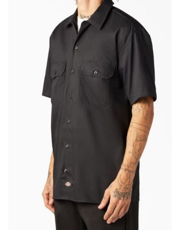 Camisa de trabajo de sarga de manga corta DICKIES negra