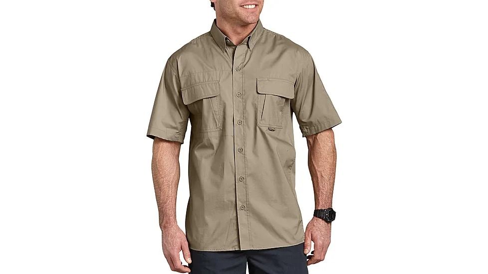 Camisa táctica de manga corta ventilada Dickies algodónpoliéster Ripstop arena del desierto