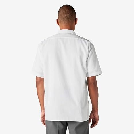 Camisa de trabajo blanca de manga corta para hombre