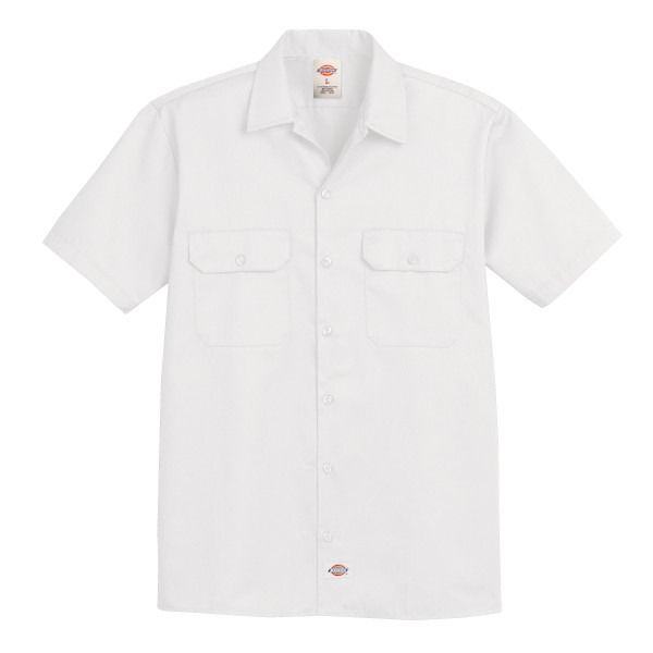 Camisa de trabajo blanca de manga corta para hombre