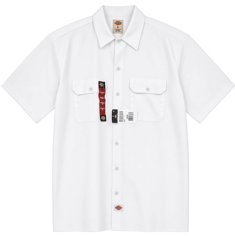 Camisa de trabajo blanca de manga corta para hombre
