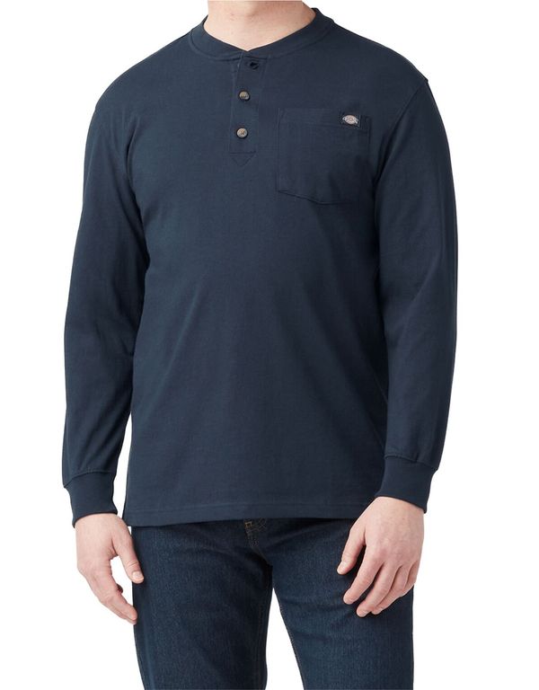 POLO DICKIES HENLEY PESADA PARA HOMBRE MANGA LARGA-AZUL MARINO