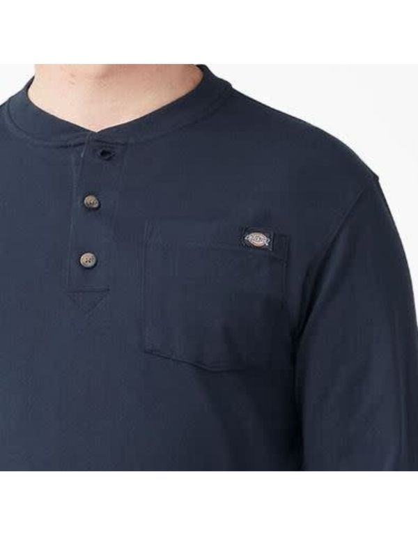 POLO DICKIES HENLEY PESADA PARA HOMBRE MANGA LARGA-AZUL MARINO