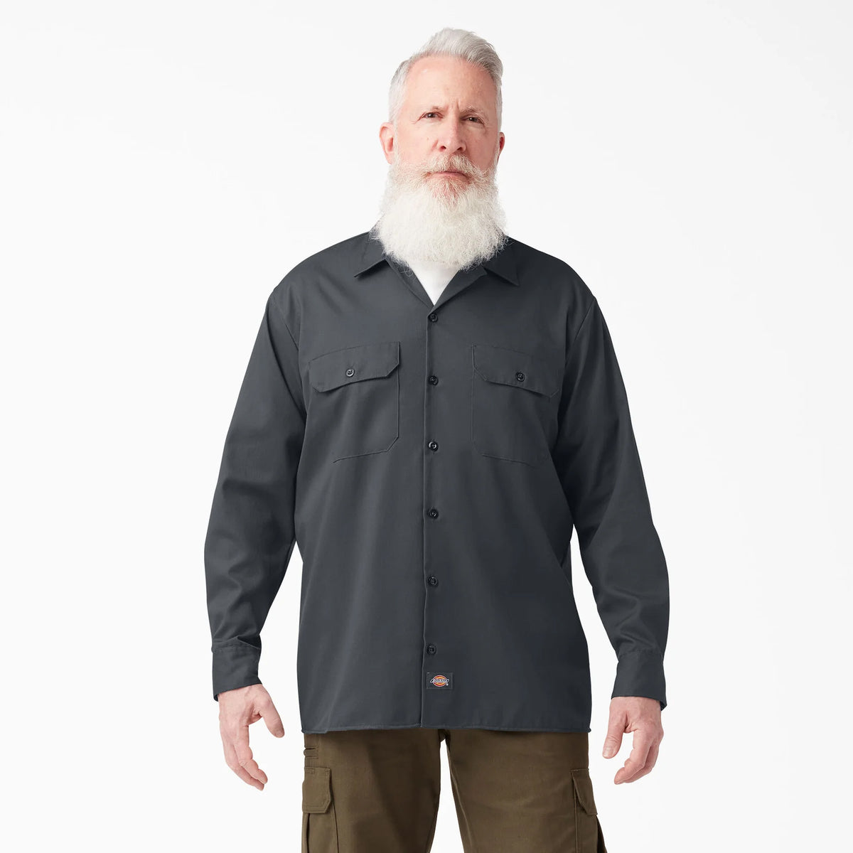 CAMISA DICKIES DE TRABAJO PARA HOMBRE MANGA LARGA COLOR  CARBON
