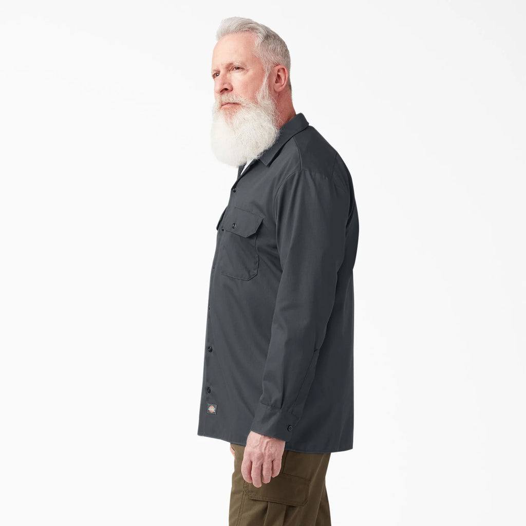 CAMISA DICKIES DE TRABAJO PARA HOMBRE MANGA LARGA COLOR  CARBON