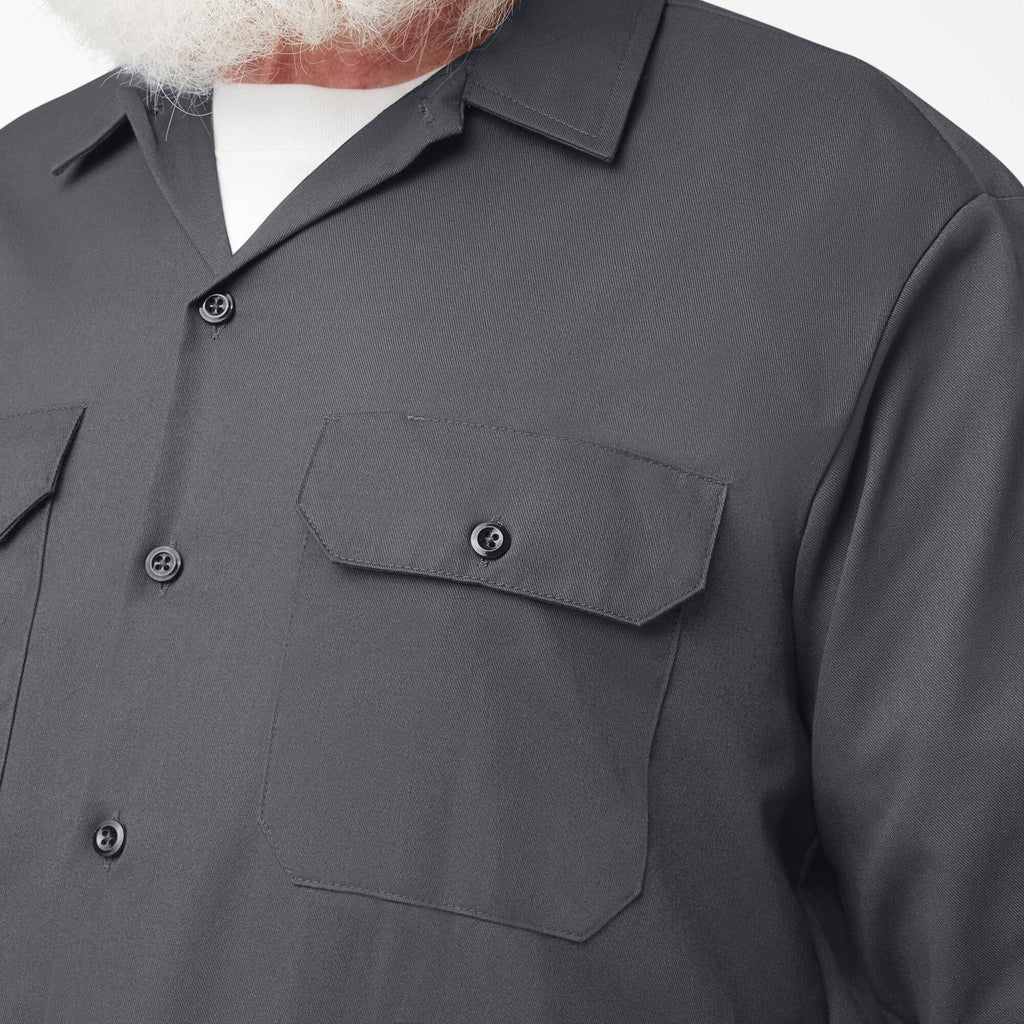 CAMISA DICKIES DE TRABAJO PARA HOMBRE MANGA LARGA COLOR  CARBON