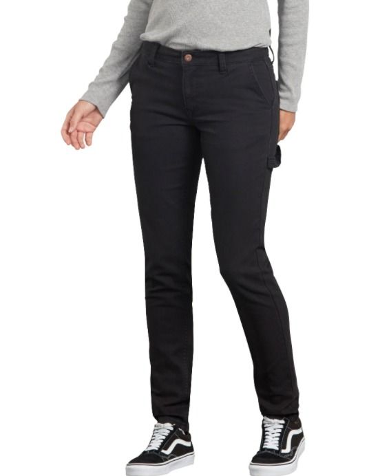 PANTALÓN DICKIES STRETCH DUCK CARPINTERO PARA MUJER NEGRO LAVADO