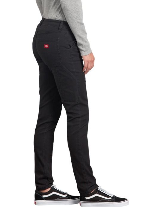 PANTALÓN DICKIES STRETCH DUCK CARPINTERO PARA MUJER NEGRO LAVADO