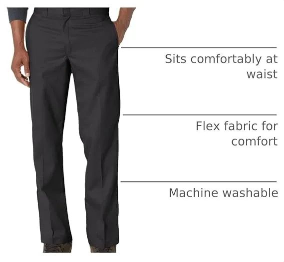 PANTALON DE TRABAJO DICKIES PARA HOMBRE CON BOLSILLOS COLOR NEGRO  (874FBK)   28 30