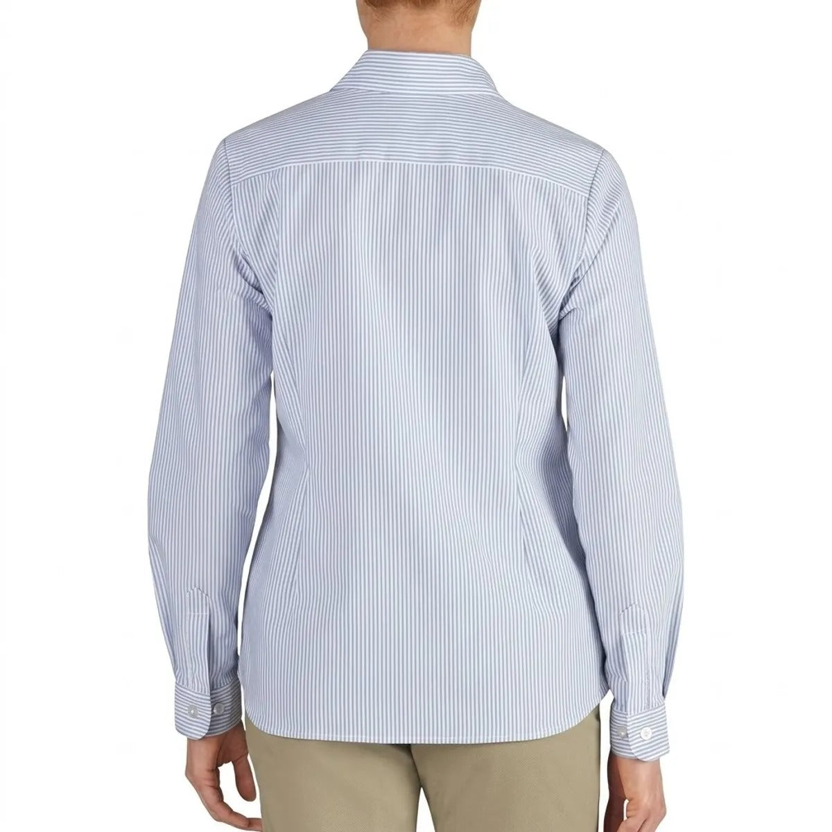 CAMISA DICKIES PARA MUJER MANGA LARGA OXFORD  RAYA AZUL BLANCA
