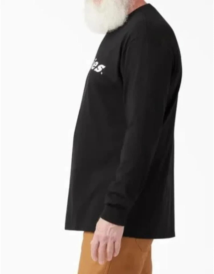 POLO MANGA LARGA DICKIES NEGRO CON LOGO BLANCO