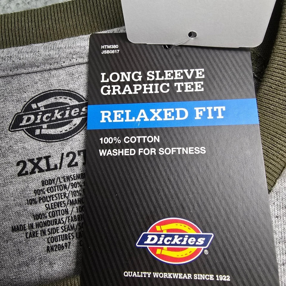 POLO DICKIES MANGA LARGA GRIS CON VERDE