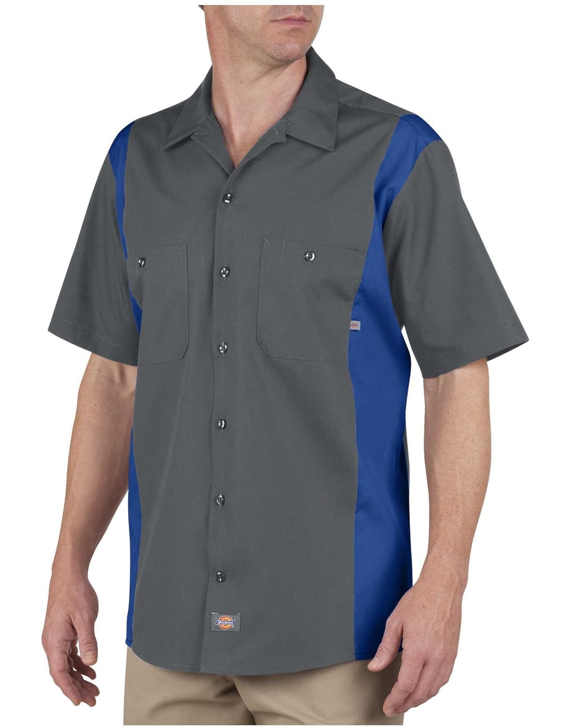 Camisa industrial Dickies de Color Plomo y Azul LS524CHRB
