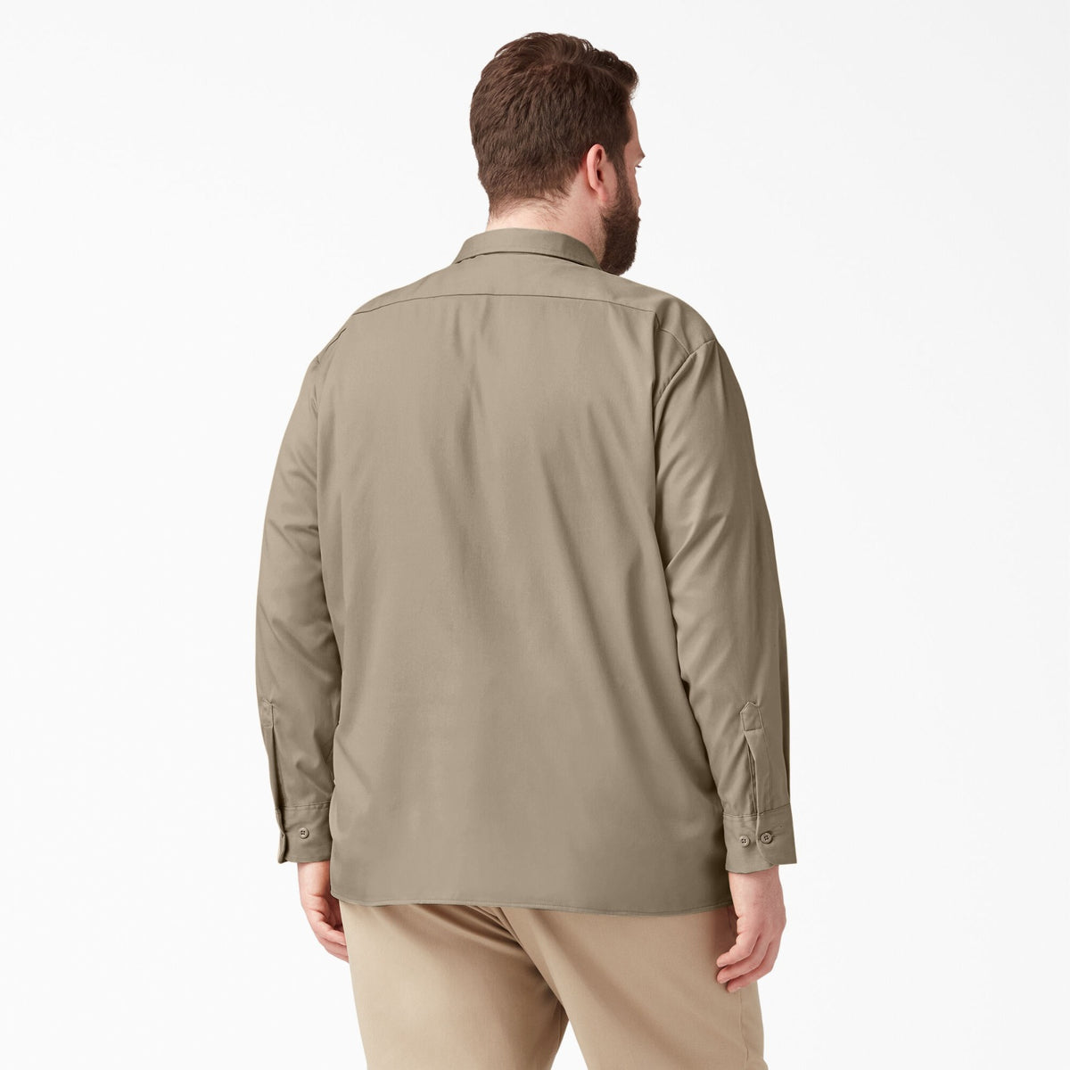 Camisa de trabajo Dickies de sarga flexible manga larga para hombre color arena del desierto