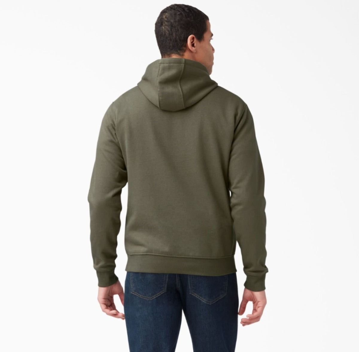 POLERA CON CAPUCHA DE FELPA LOGO FLEECE DICKIES HOMBRE -VERDE MILITAR