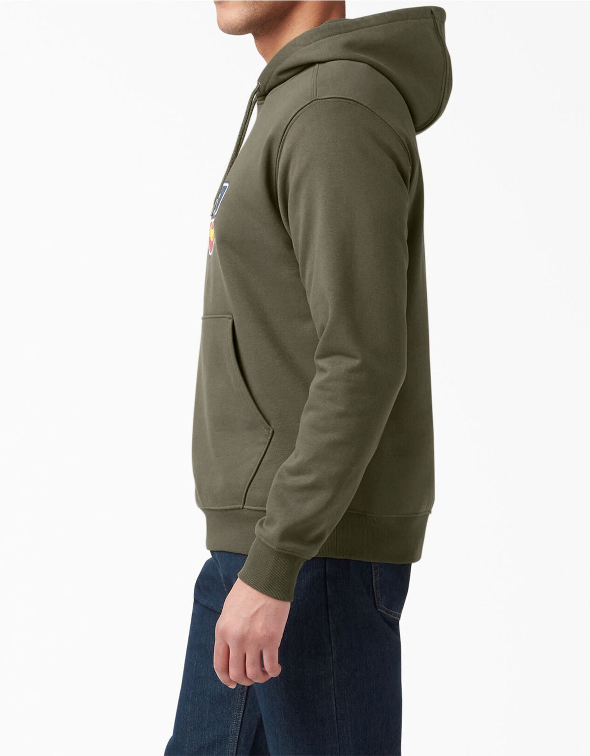 POLERA CON CAPUCHA DE FELPA LOGO FLEECE DICKIES HOMBRE -VERDE MILITAR