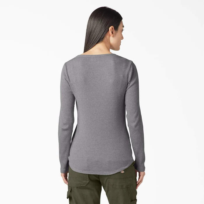 CAMISETA HENLEY DICKIES MANGA LARGA MUJER -GRIS GRAFITO