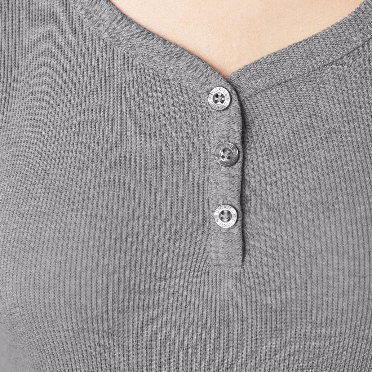 CAMISETA HENLEY DICKIES MANGA LARGA MUJER -GRIS GRAFITO