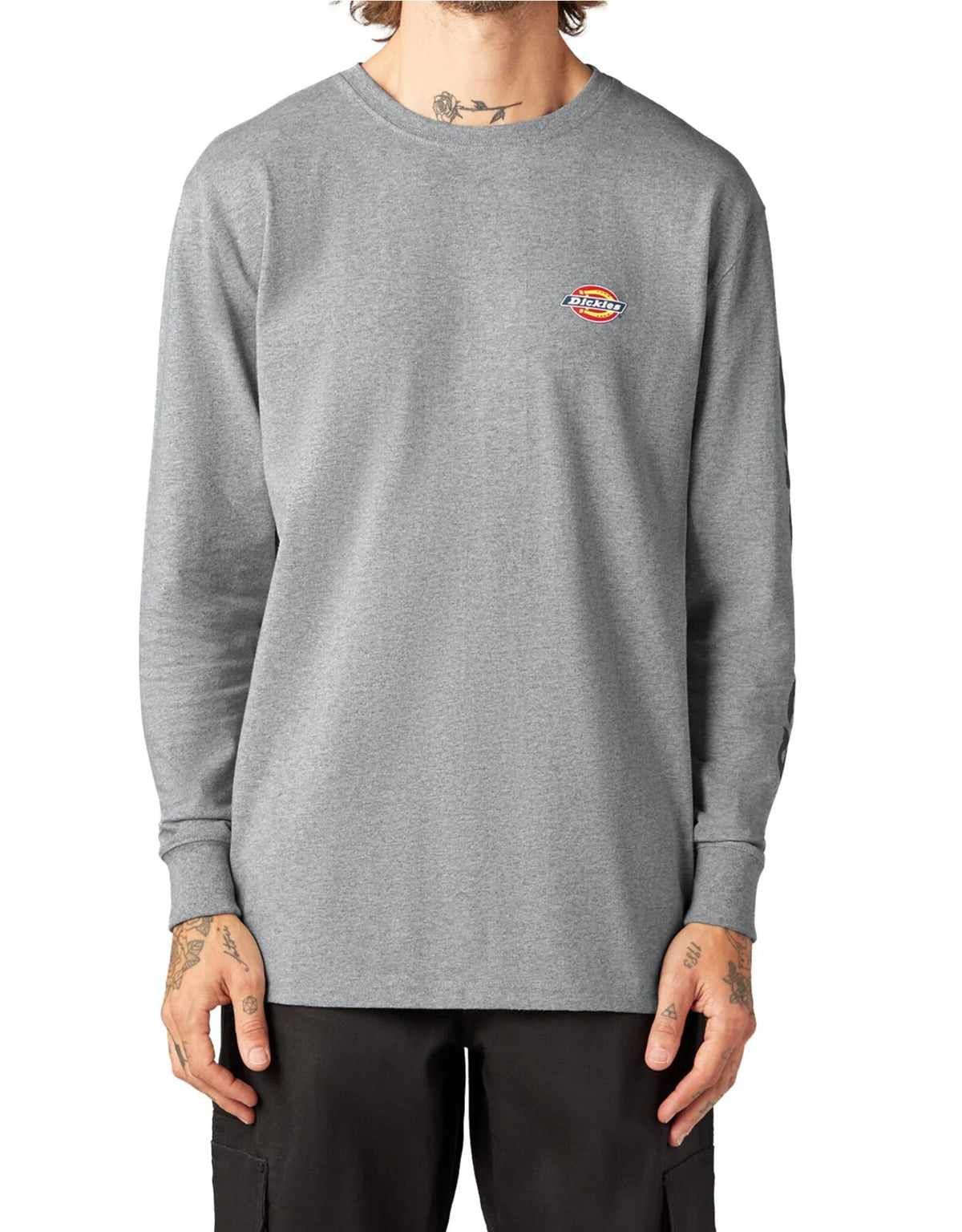 POLO DICKIES HOMBRE GRAPHIC MANGA LARGA COLOR GRIS JASPEADO