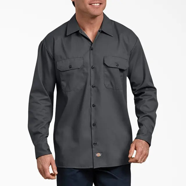 CAMISA DICKIES TWILL HOMBRE MANGA LARGA COLOR CARBON WL675CH