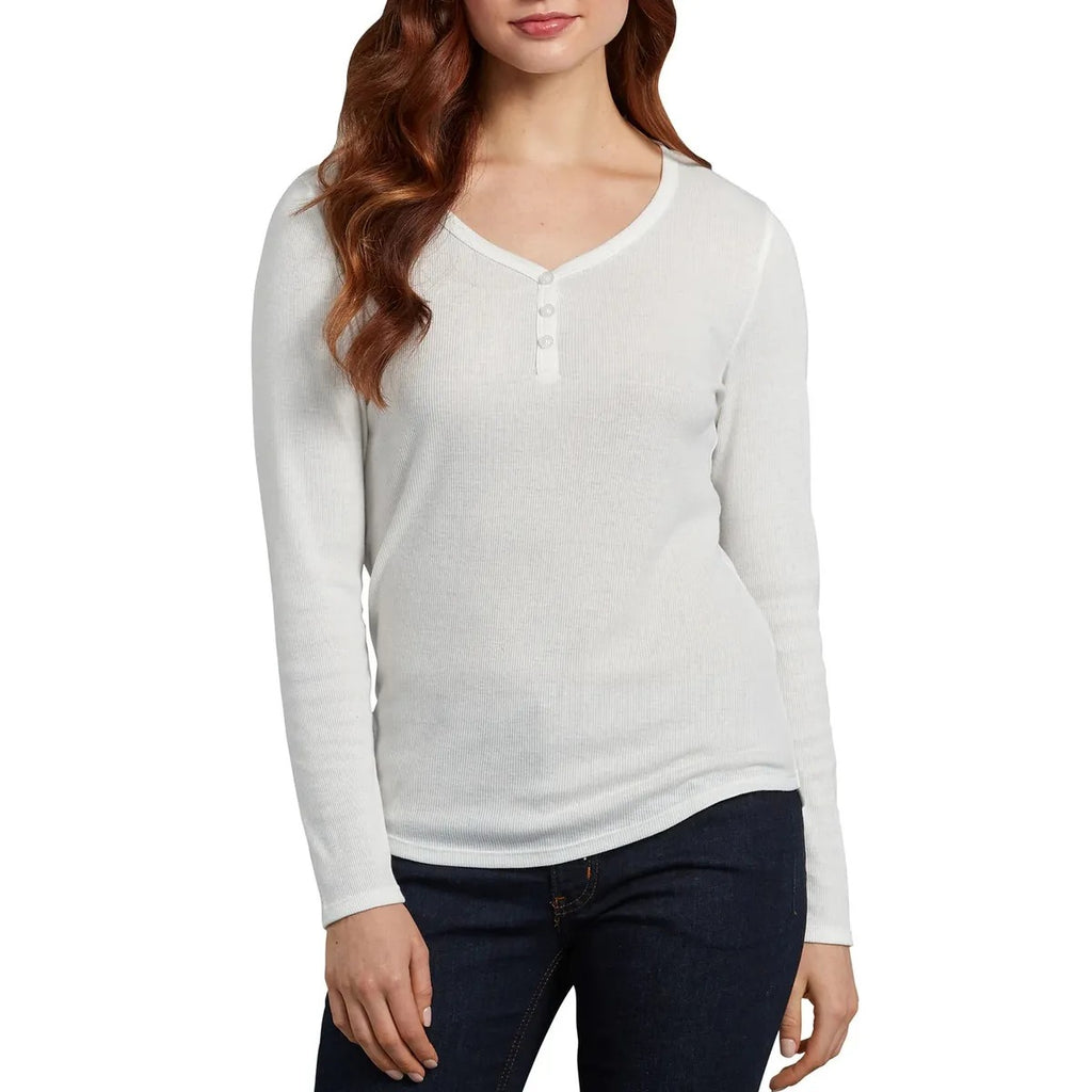 POLO HENLEY DICKIES MANGA LARGA MUJER -BLANCO OPACO FL097WQ
