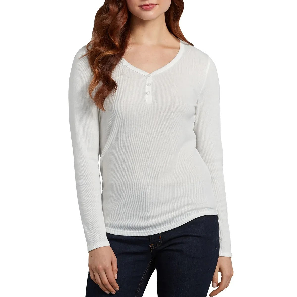 POLO HENLEY DICKIES MANGA LARGA MUJER -BLANCO OPACO FL097WQ