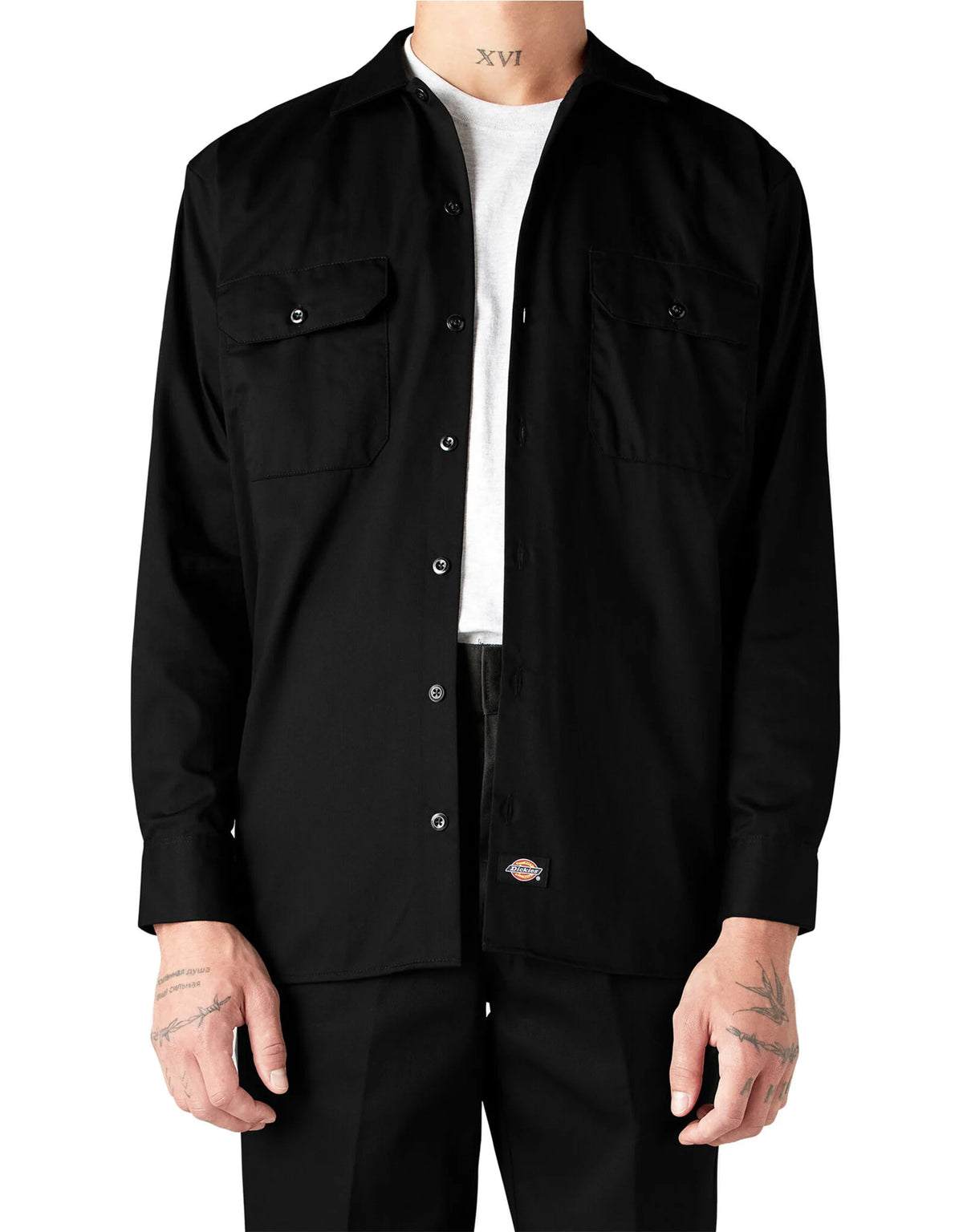 Camisa de trabajo Dickies de sarga de manga larga para hombre
