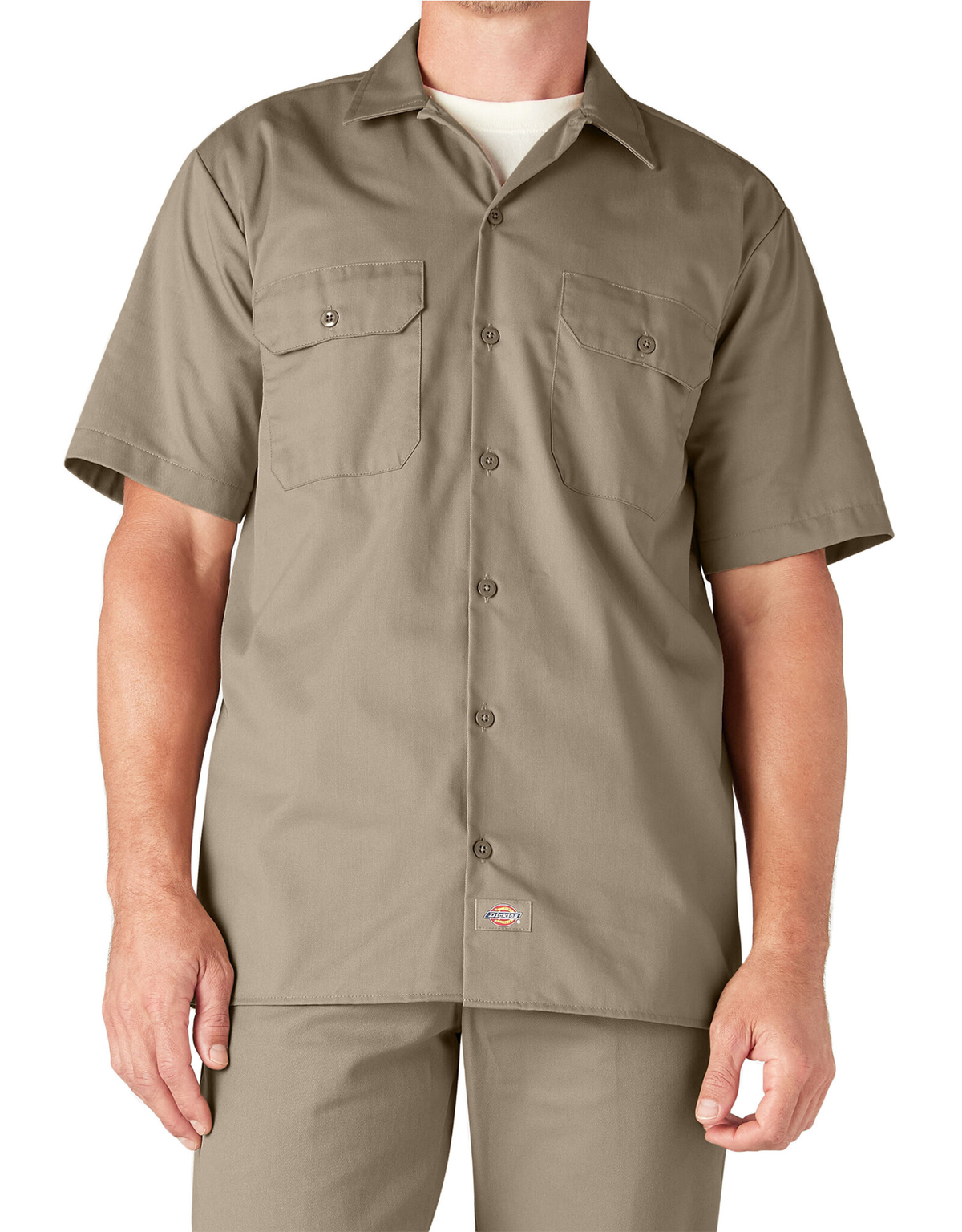 Camisa de trabajo de sarga de manga corta Dickies caqui desierto