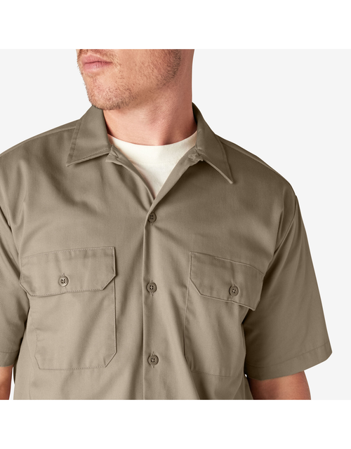 Camisa de trabajo de sarga de manga corta Dickies caqui desierto
